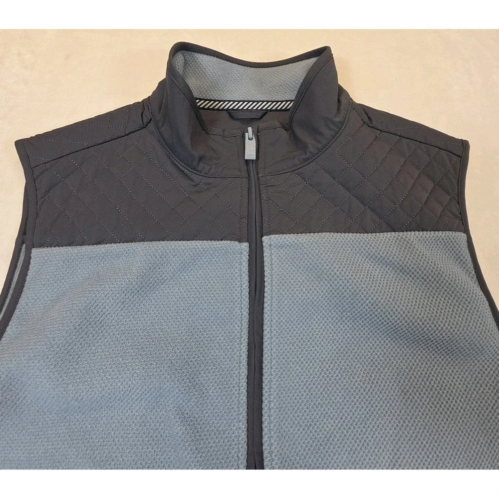 Southern Tide Mens Medium Hucksley Vest Blue Quilted Fleece Full Zip Golf Hiking